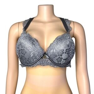Daisy Fuentes‎ Luxe Lace Padded Mega Push Up Bra Size 40C Gray